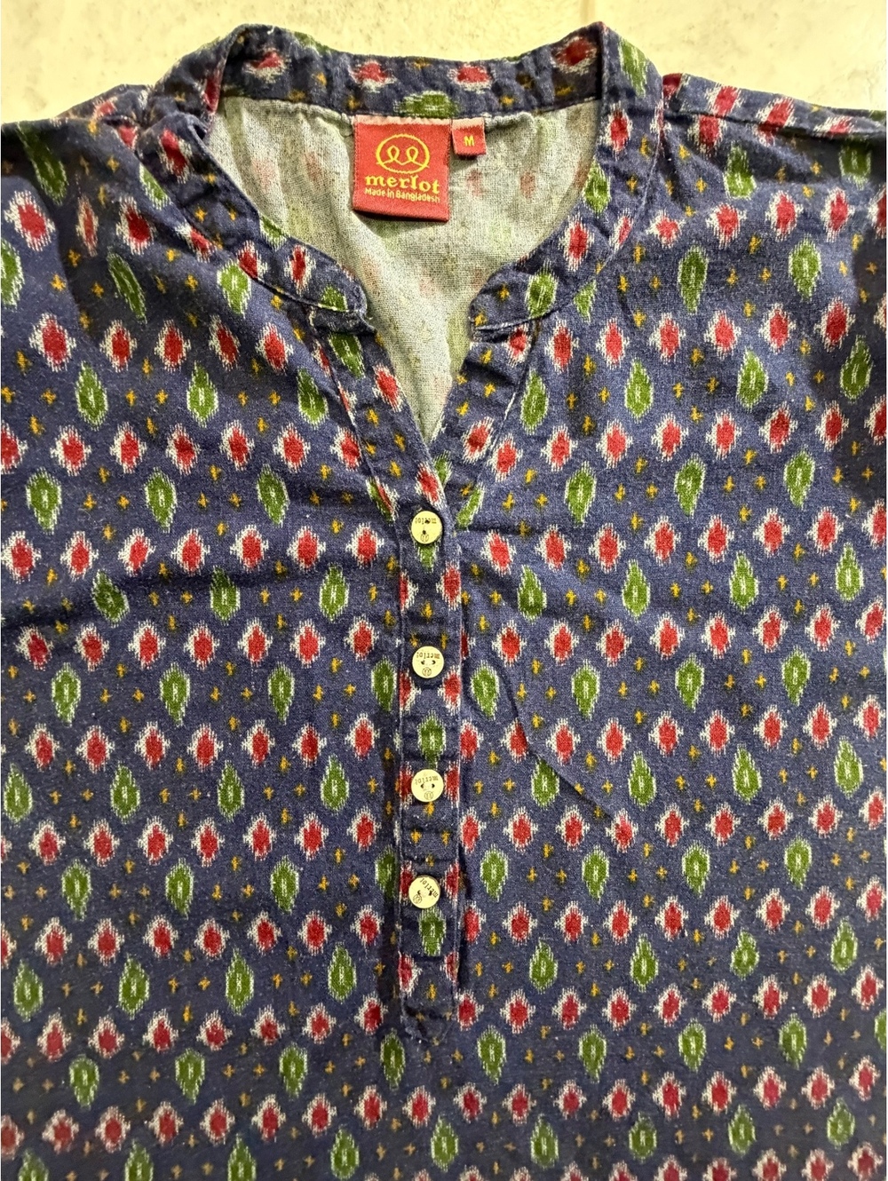 Merlot Patterned Button-Up Dress Size M - Picture 3 of 3